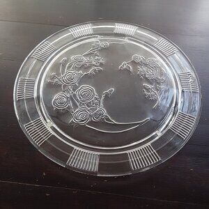 1930s Federal Depression Glass Cake Stand - Sharon or Cabbage Rose Pattern Pedes